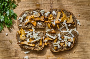 girole mantar ve peynir tost