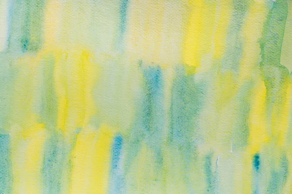 Yellow Green Blue Watercolor Painted Paper Background Texture — Fotografia de Stock