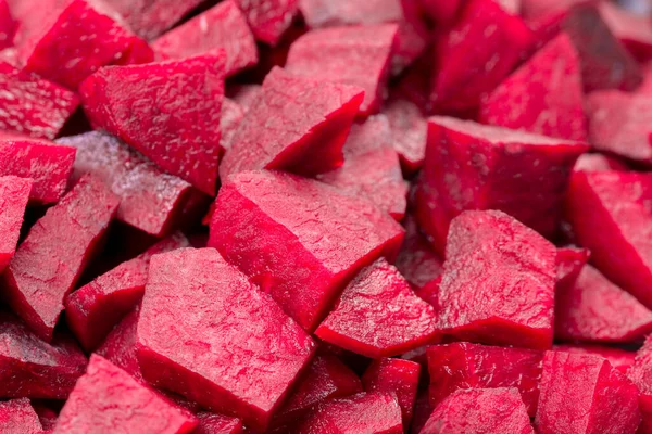 Chopped Raw Beet Root Vegetable Closeup Selective Focus — Stock Photo, Image