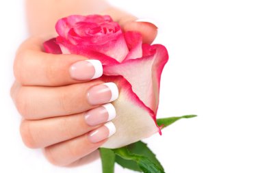 Female hand with french manicure clipart