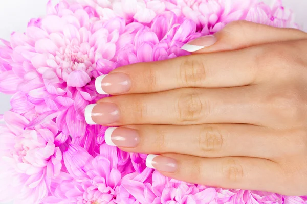 Woman's hand with french manicure — Stock Photo, Image