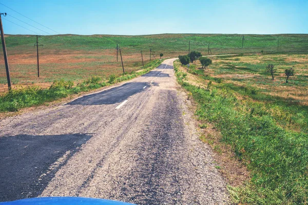 Landasfaltweg Steppe Een Zonnige Zomerdag — Stockfoto