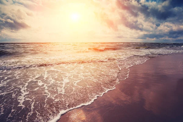 Zeegezicht Avond Zonsondergang Boven Zee Natuurlandschap — Stockfoto