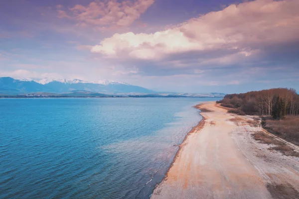 Beautiful Lake Surrounded Mountains Early Spring Liptov Sea Slovak Republic — Stock Photo, Image