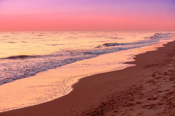 Seascape Evening Pink Sunset Sea — Fotografia de Stock