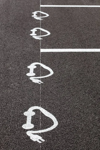 Mobil Listrik Pengisian Simbol Parkir — Stok Foto