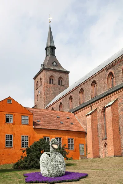 Odense Bloemenfestival Met Canute Kathedraal Odense Denemarken — Stockfoto