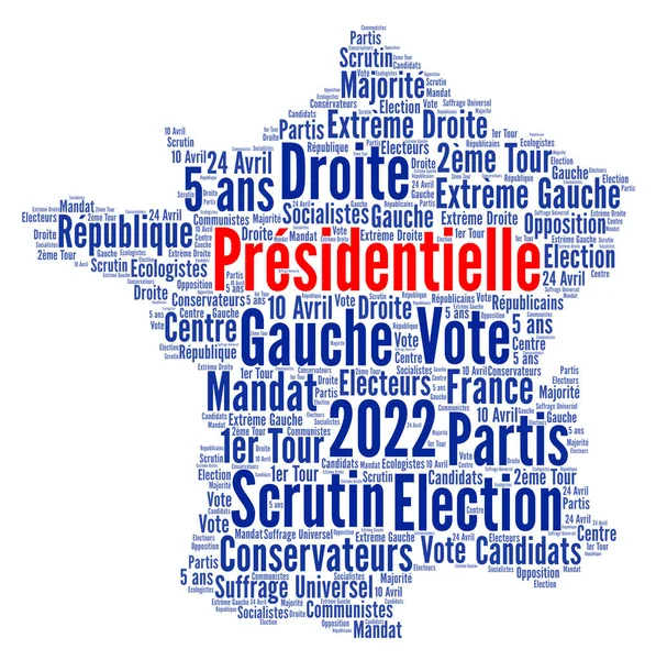 French Presidential Election 2022 Word Cloud French Language — Stockfoto