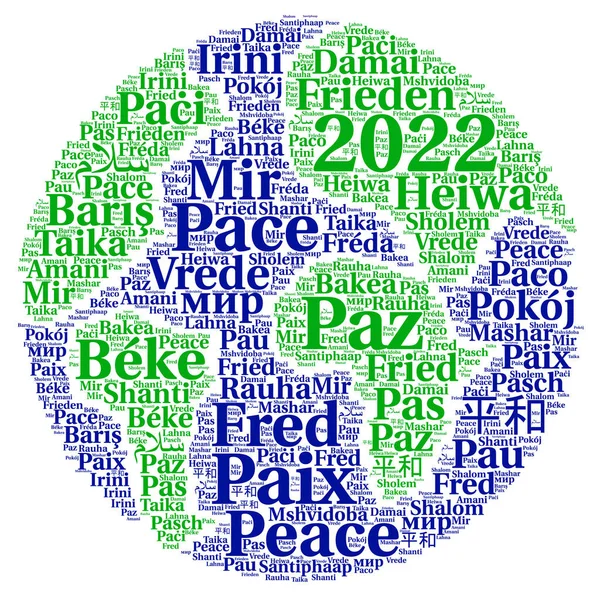 Peace 2022 word cloud in different languages