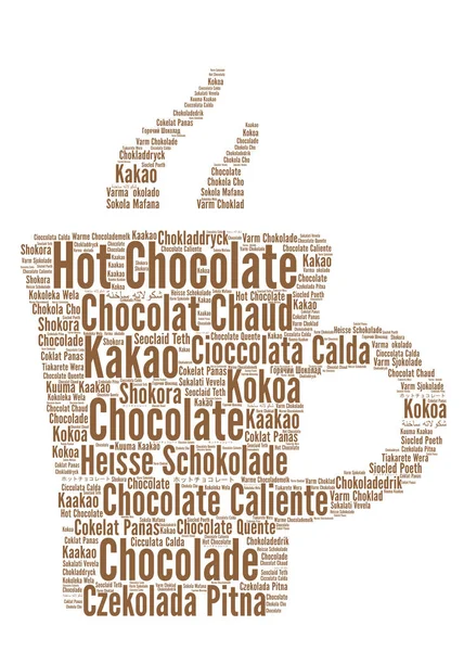 Nube Palabras Chocolate Caliente Diferentes Idiomas — Foto de Stock