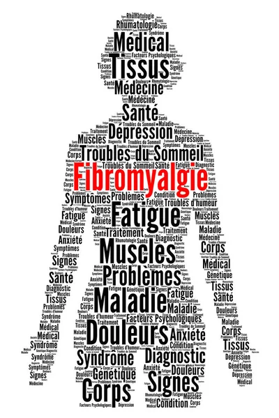 Fibromialgia Palavra Nuvem Conceito Ilustração Francês — Fotografia de Stock