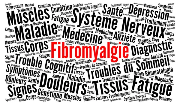 Fibromialgia Palabra Nube Concepto Ilustración Francés —  Fotos de Stock