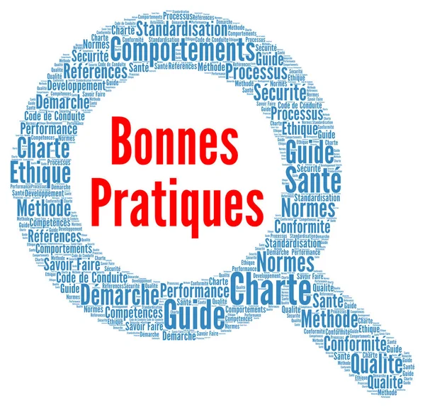 Best Practice Word Cloud Illustration French Language — Stockfoto