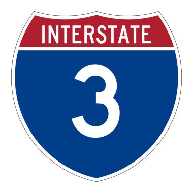 Interstate highway 3 road sign 
