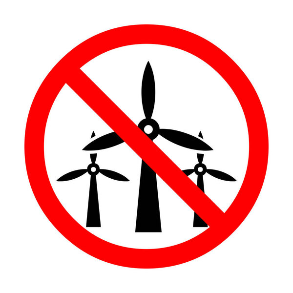 No wind turbines symbol icon