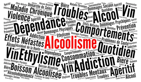 Alcolismo Concetto Nuvola Parole Lingua Francese — Foto Stock