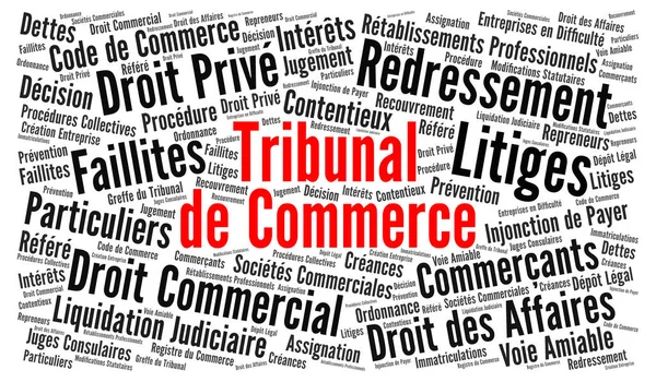 Koncepcja Chmury Słowa Sądu Handlowego Języku Francuskim — Zdjęcie stockowe