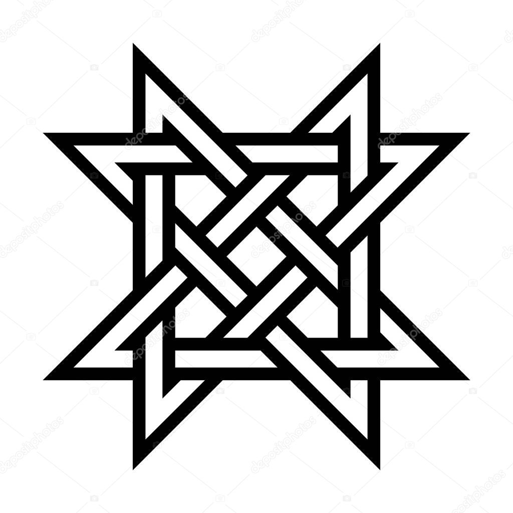 Octagram knot in square symbol icon