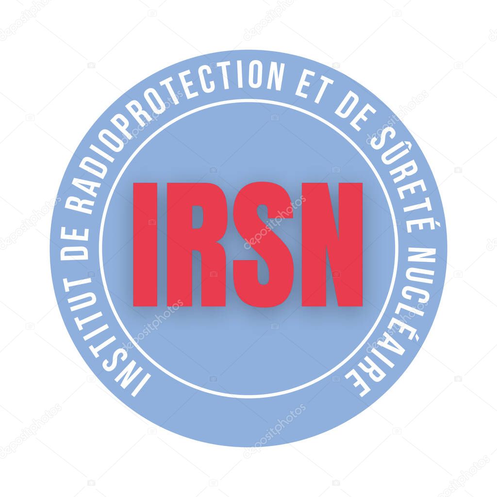 Radioprotection and nuclear safety institute symbol icon called IRSN institut de radioprotection et de surete nucleaire in french language