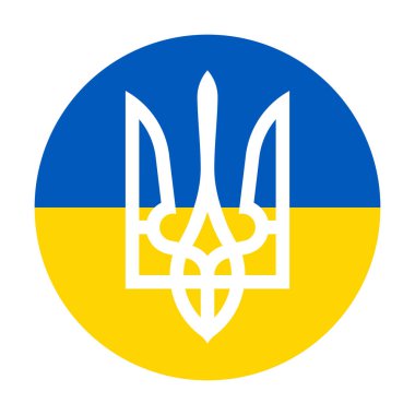 Ukrayna bayrağı arması sembol yuvarlak simgesi