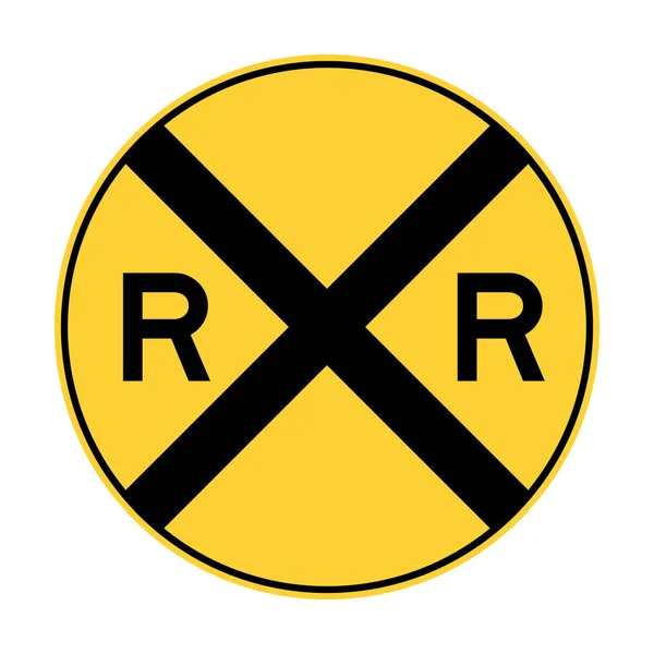 Żółta Kolej Drogowa Przejazd Drogowy Znak — Zdjęcie stockowe