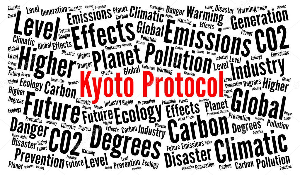 Kyoto protocol word cloud illustration
