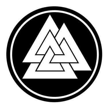 Siyah çemberde Valknut simgesi simgesi