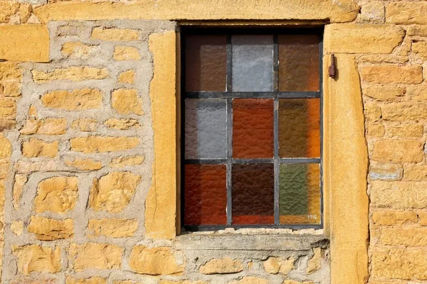 Fransa Nın Beaujolais Kentindeki Theize Köyünde Tipik Altın Taş Duvar — Stok fotoğraf