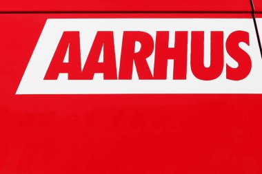 Aarhus city sign on a vehicle