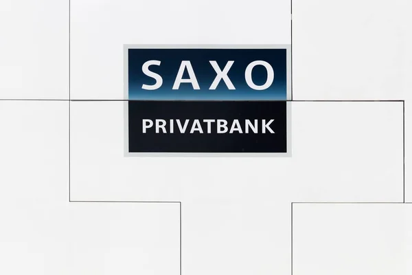 Fredericia Dänemark September 2016 Saxo Bank Logo Einer Wand Saxo — Stockfoto