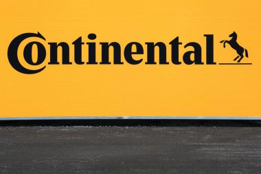 Nyborg, Denmark - July 2, 2022: Continental sign on a panel. Continental based in Hanover, is a leading german automotive manufacturing company specialising in tires and brake systems