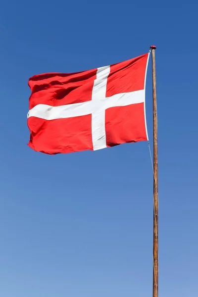 Flag Denmark Waving Sky — Stock Photo, Image