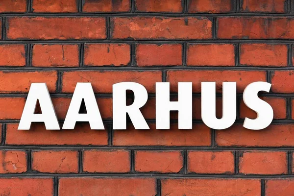 Aarhus Firmar Una Pared Edificio — Foto de Stock