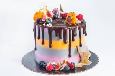 Meyveli ev yapımı çikolatalı kek.