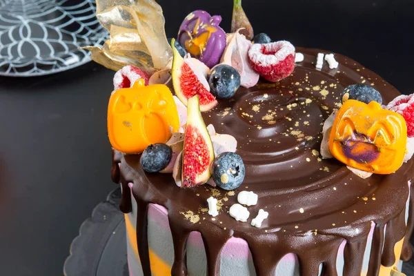 フルーツ入り自家製チョコレートケーキ — ストック写真