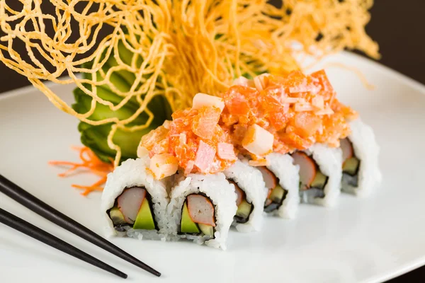 Rollo de cangrejo y salmón — Foto de Stock