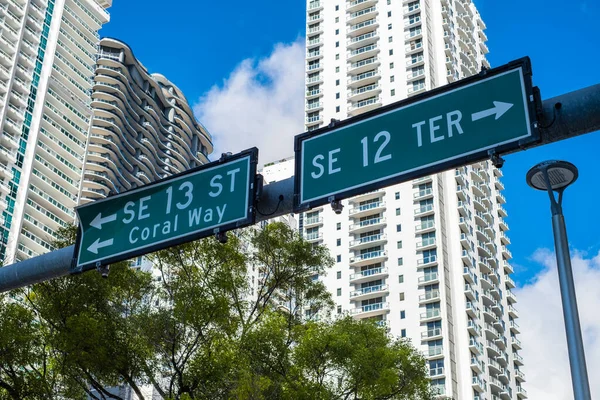Cityscape Sign View Downtown Brickell District Miami — Zdjęcie stockowe