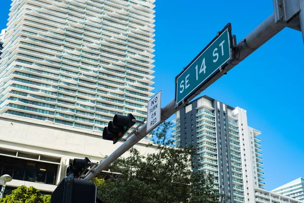 Cityscape Sign View Downtown Brickell District Miami — Fotografia de Stock