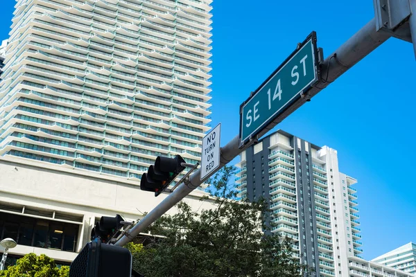 Cityscape Sign View Downtown Brickell District Miami — Stockfoto