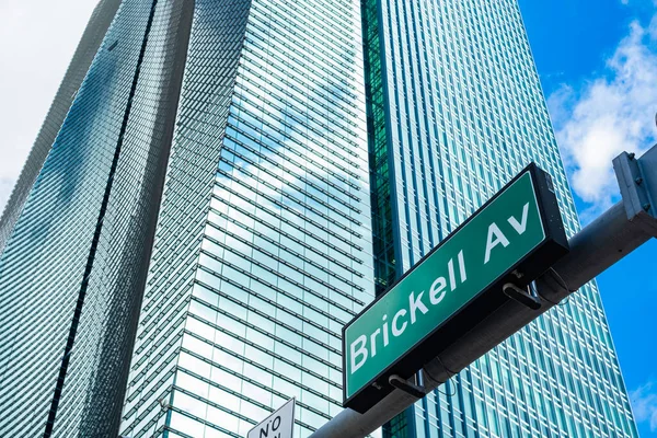 Cityscape Sign View Downtown Brickell District Miami — Fotografia de Stock