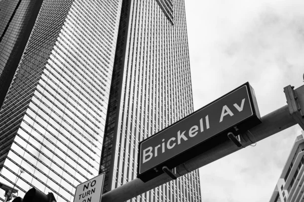 Cityscape Sign View Downtown Brickell District Miami — 图库照片