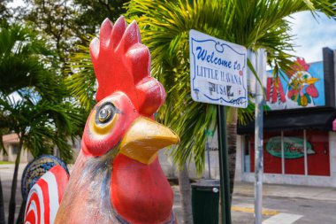 Miami, Florida ABD - 1 Şubat 2022: Tarihi Havana 'da popüler Calle Ocho boyunca şehir manzarası.