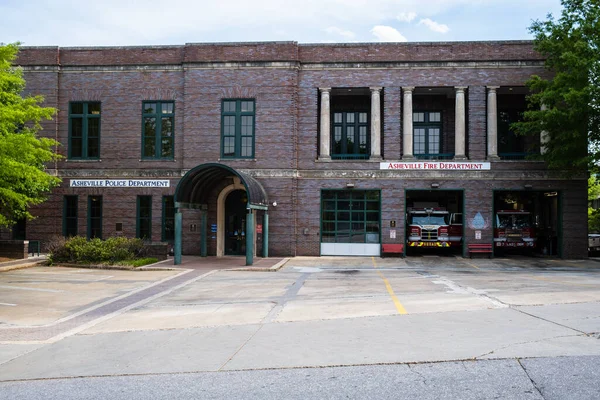 Asheville North Carolina Usa May 2022 Cityscape View Police Fire — Stock Photo, Image