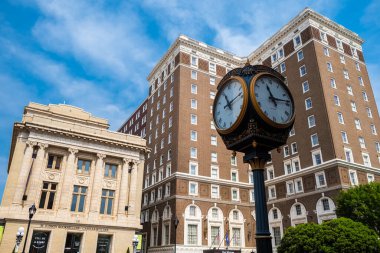 Greenville, South Carolina USA - May 4, 2022: Downtown cityscape with vintage architecture of this charming southern town.
