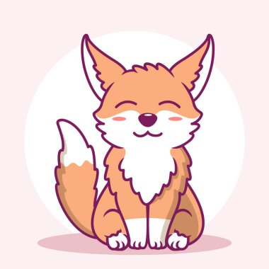 Şirin Fox Çizgi Film Simgesi İllüstrasyonu. Hayvan Düz Çizgi Film Biçimi