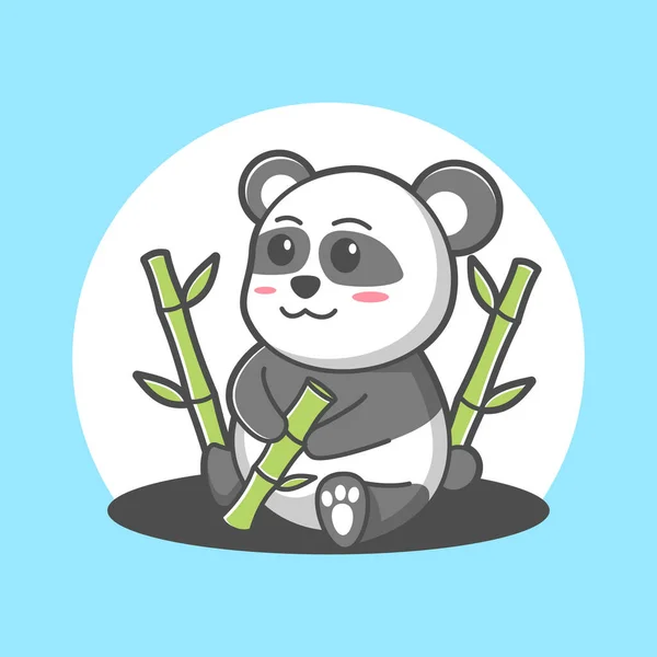 Lindo Panda Cartoon Icon Ilustración Animal Plano Estilo Dibujos Animados — Vector de stock