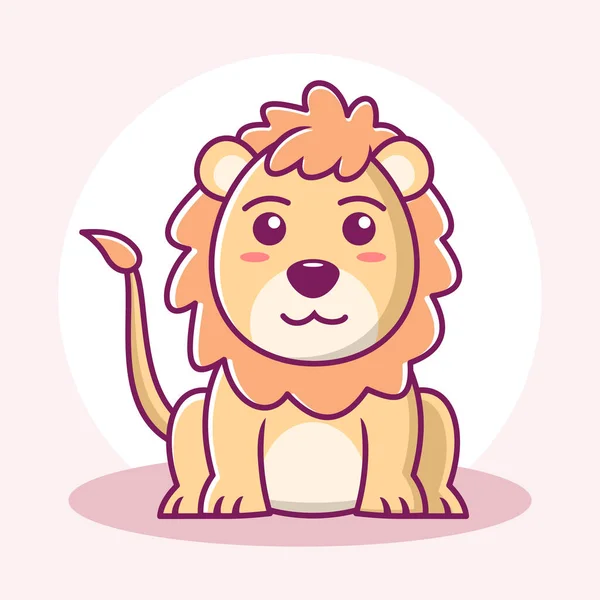 Niedliche Lion Cartoon Icon Illustration Animal Flach Cartoon Stil — Stockvektor