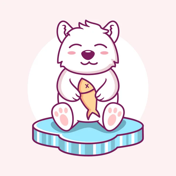 Ícone Bonito Dos Desenhos Animados Urso Polar Ilustração Animal Plano — Vetor de Stock