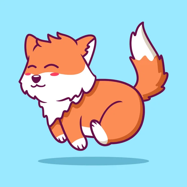 可爱狐狸运行卡通图标说明 动物平面卡通风格 — 图库矢量图片