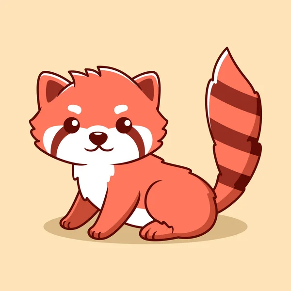 Niedliche Red Panda Cartoon Icon Illustration Animal Flach Cartoon Stil — Stockvektor